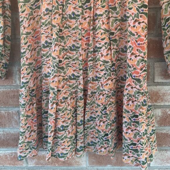 Scotch & Soda Pastel Print Dress Women’s Small Balloon Sleeve Keyhole Back - Picture 4 of 9